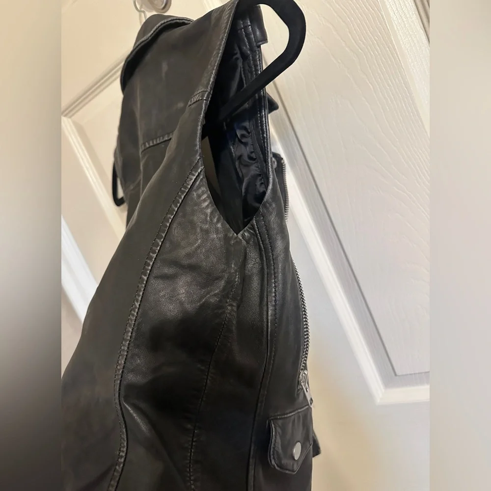 Topshop Sylvia Distressed Leather Vest Jacket, Black, Sz US 2/XS, NWOT - Picture 14 of 16
